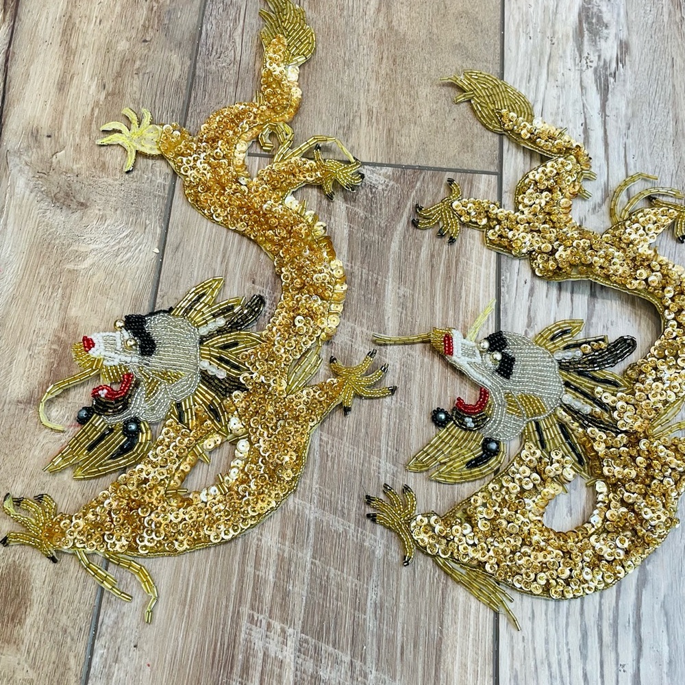 LARGE Sequin DRAGON Appliqué Dance Gymnastics Ice Skating Costume Sewing Craft